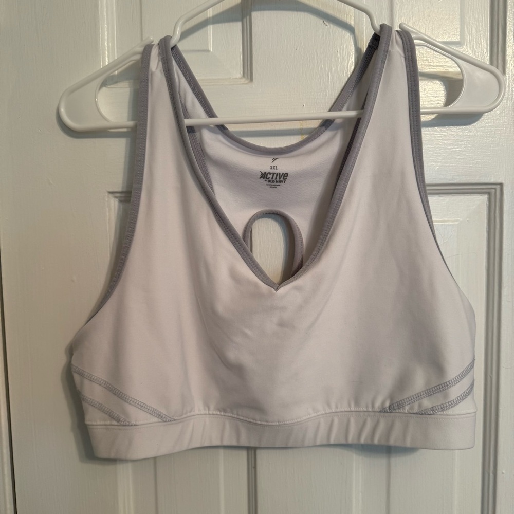 Old Navy White Sports Bra Racerback Moisture-Wicking